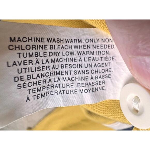 Vtg Y2K Rugby Shirt Mens XXL Yellow Navy Stripe Preppy Cotton Classic Pullover - Picture 11 of 16